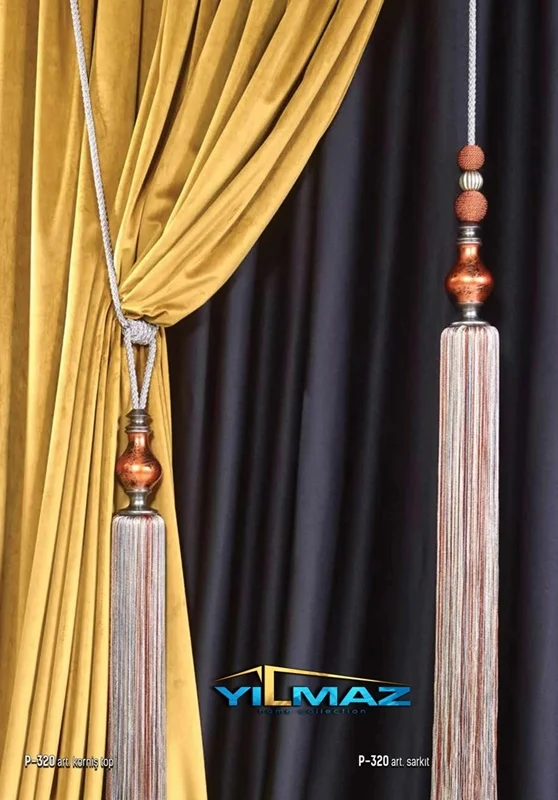Çizgili Vazo Perde Aksesuar - Bakır