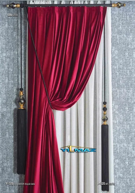 Çizgili Vazo Perde Aksesuar - Siyah