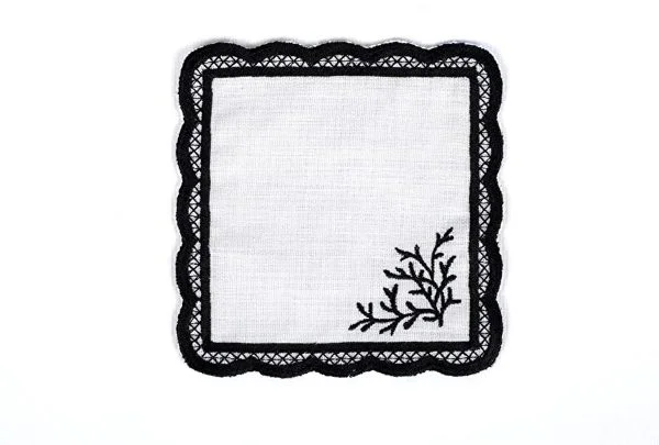 Runner Amerikan Seti Dal Nature Nakışlı Beyaza Siyah 13 Parça