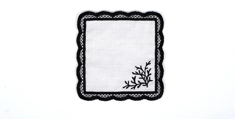 Runner Amerikan Seti Dal Nature Nakışlı Beyaza Siyah 13 Parça