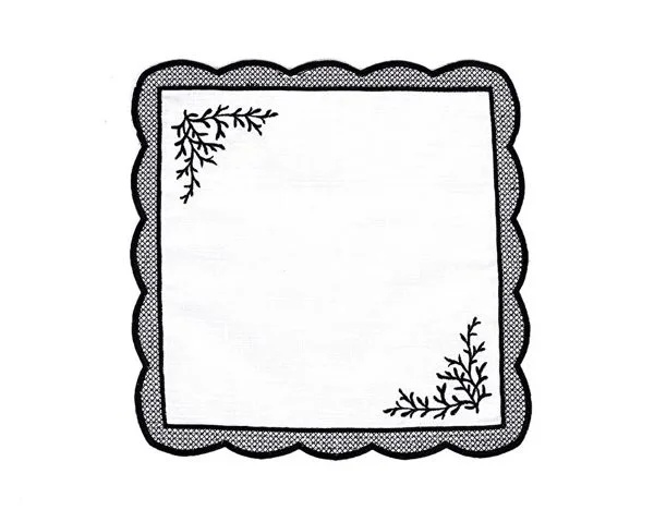 Runner Amerikan Seti Dal Nature Nakışlı Beyaza Siyah 13 Parça