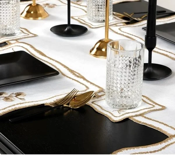 Runner Amerikan Seti Dianna Nature Nakışlı Beyaza Gold 13 Parça