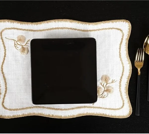 Runner Amerikan Seti Dianna Nature Nakışlı Beyaza Gold 13 Parça