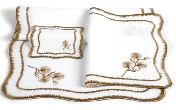 Runner Amerikan Seti Dianna Nature Nakışlı Beyaza Gold 13 Parça