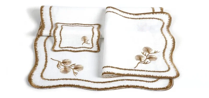 Runner Amerikan Seti Dianna Nature Nakışlı Beyaza Gold 13 Parça