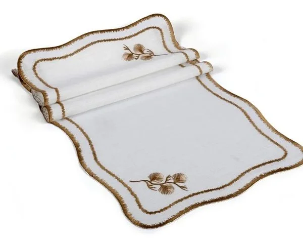 Runner Amerikan Seti Dianna Nature Nakışlı Beyaza Gold 13 Parça