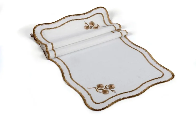 Runner Amerikan Seti Dianna Nature Nakışlı Beyaza Gold 13 Parça