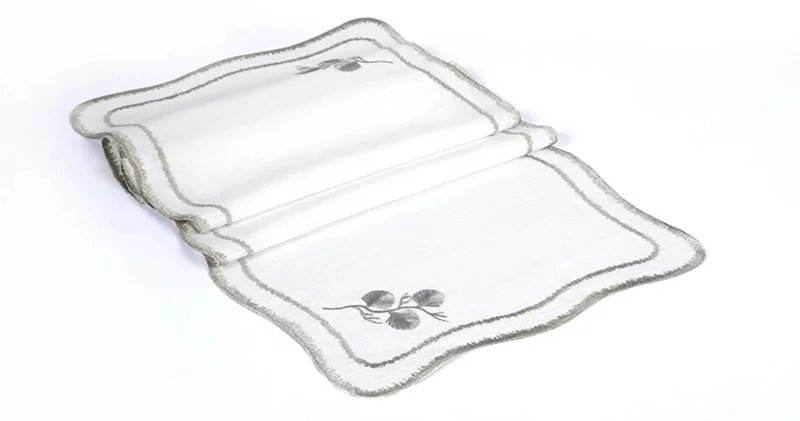 Runner Amerikan Seti Dianna Nature Nakışlı Beyaza Simli 13 Parça