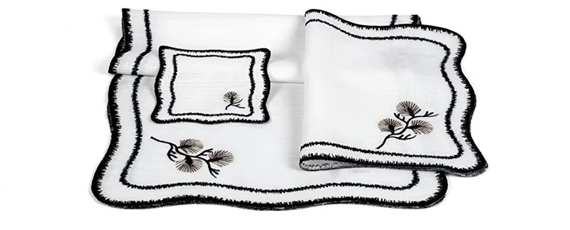 Runner Amerikan Seti Dianna Nature Nakışlı Beyaza Siyah 13 Parça
