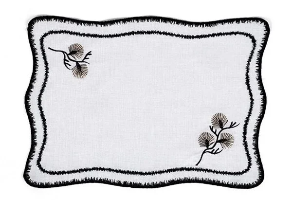 Runner Amerikan Seti Dianna Nature Nakışlı Beyaza Siyah 13 Parça