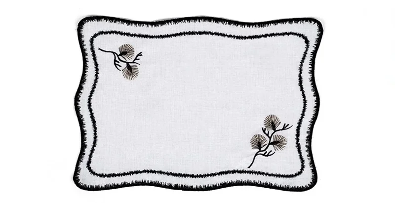 Runner Amerikan Seti Dianna Nature Nakışlı Beyaza Siyah 13 Parça