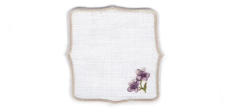 Runner Amerikan Seti Rosa Nature Nakışlı Beyaza Mor Yeşil 13 Parça