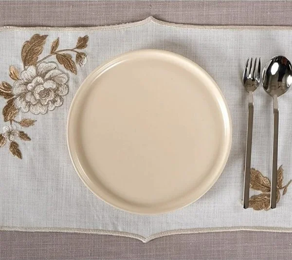 Runner Amerikan Seti Rosa Nature Nakışlı Beyaza Kahve 13 Parça