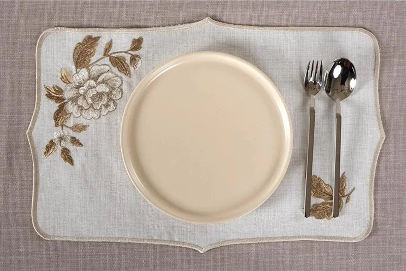 Runner Amerikan Seti Rosa Nature Nakışlı Beyaza Kahve 13 Parça