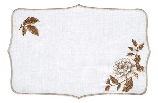 Runner Amerikan Seti Rosa Nature Nakışlı Beyaza Kahve 13 Parça