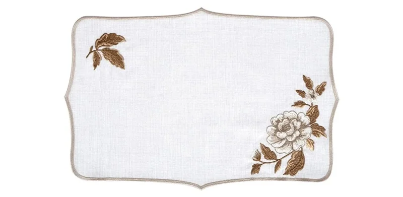 Runner Amerikan Seti Rosa Nature Nakışlı Beyaza Kahve 13 Parça