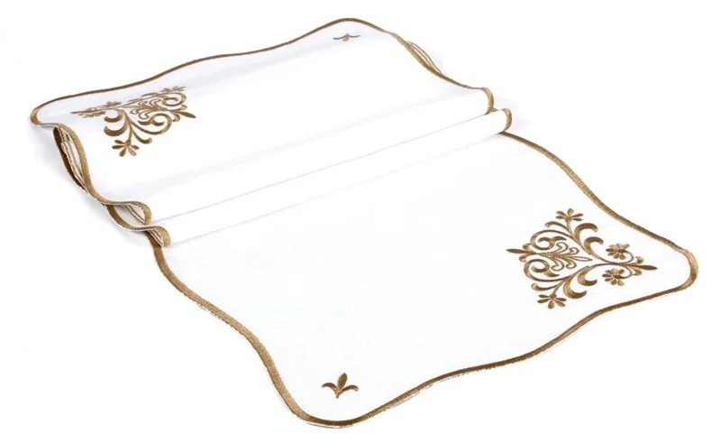 Runner Amerikan Seti Queen Nature Nakışlı Beyaza Altın 13 Parça