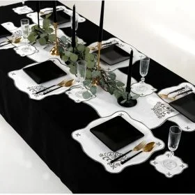 Runner Amerikan Seti Queen Nature Nakışlı Beyaza Gri 13 Parça