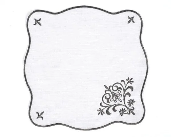 Runner Amerikan Seti Queen Nature Nakışlı Beyaza Gri 13 Parça