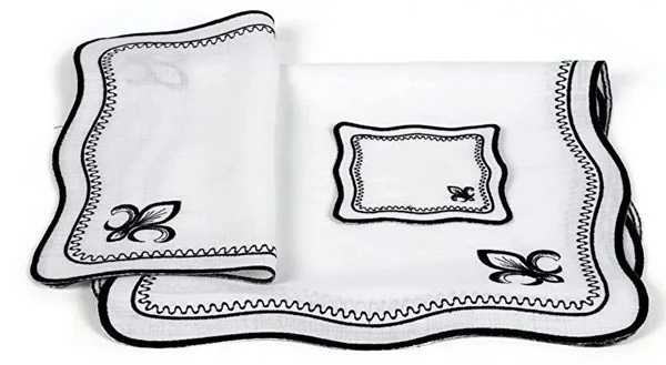 Runner Amerikan Seti King Nature Nakışlı Beyaza Siyah 13 Parça