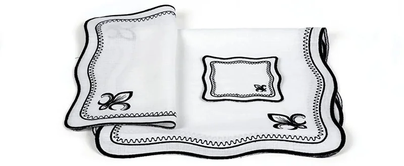 Runner Amerikan Seti King Nature Nakışlı Beyaza Siyah 13 Parça