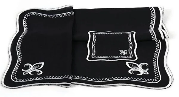 Runner Amerikan Seti King Nature Nakışlı Siyaha Beyaz 13 Parça