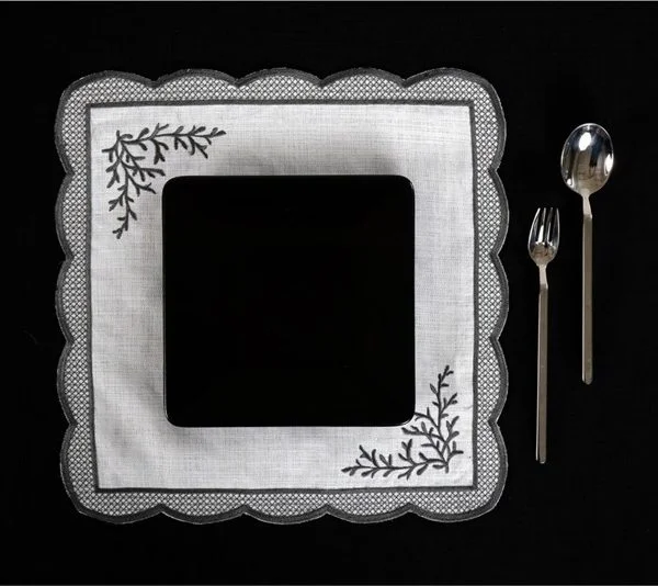 Runner Amerikan Seti Dal Nature Nakışlı Beyaza Gri 13 Parça