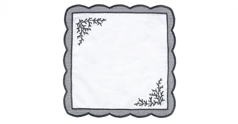 Runner Amerikan Seti Dal Nature Nakışlı Beyaza Gri 13 Parça