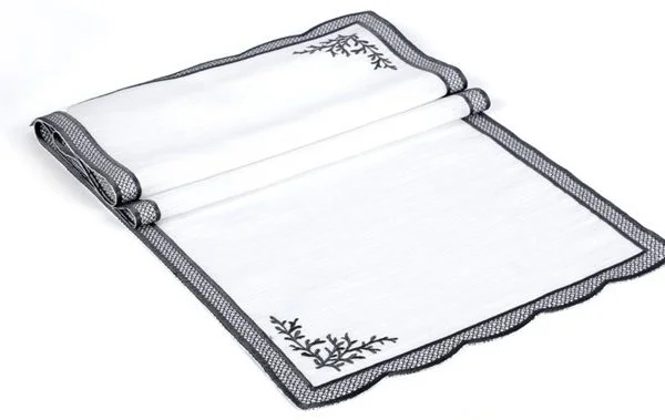 Runner Amerikan Seti Dal Nature Nakışlı Beyaza Gri 13 Parça