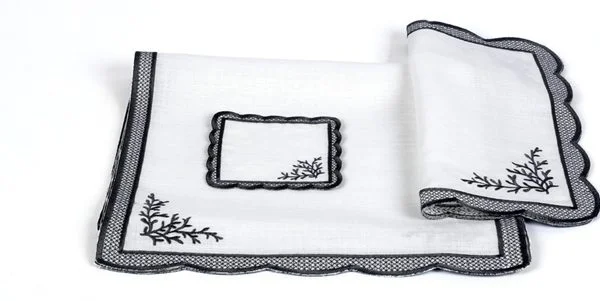 Runner Amerikan Seti Dal Nature Nakışlı Beyaza Gri 13 Parça