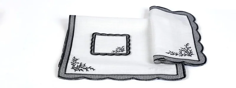 Runner Amerikan Seti Dal Nature Nakışlı Beyaza Gri 13 Parça