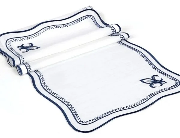 Runner Amerikan Seti King Nature Nakışlı Beyaza Lacivert 13 Parça