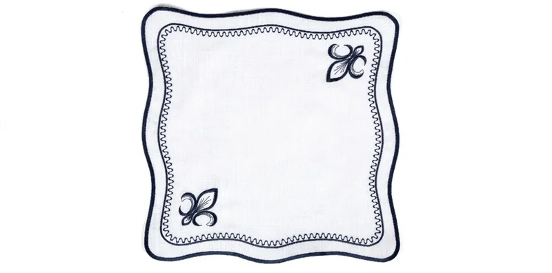 Runner Amerikan Seti King Nature Nakışlı Beyaza Lacivert 13 Parça