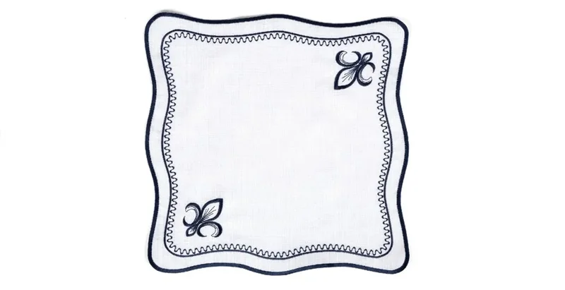 Runner Amerikan Seti King Nature Nakışlı Beyaza Lacivert 13 Parça