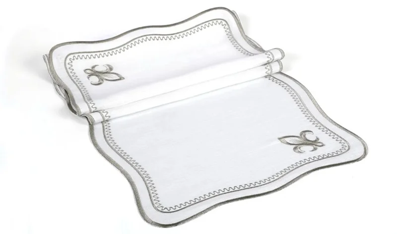 Runner Amerikan Seti King Nature Nakışlı Beyaza Gri 13 Parça