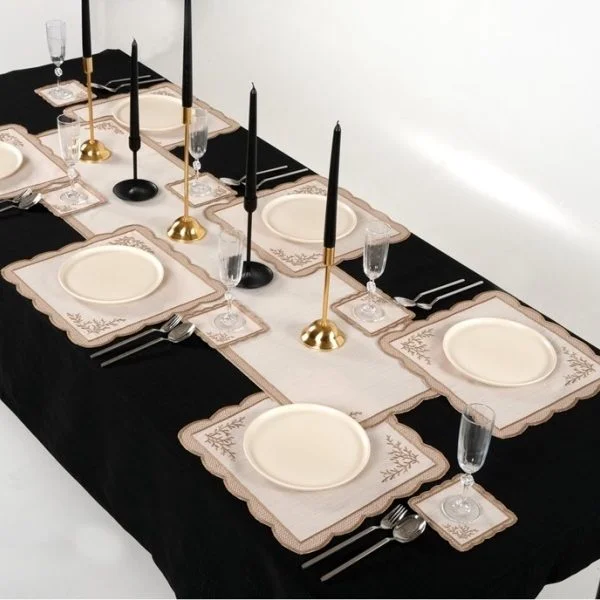 Runner Amerikan Seti Dal Nature Nakışlı Camel Kahve 13 Parça