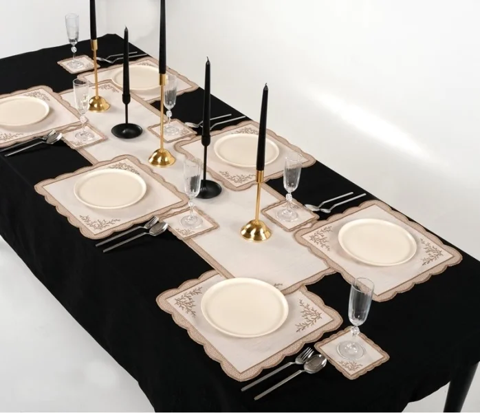 Runner Amerikan Seti Dal Nature Nakışlı Camel Kahve 13 Parça