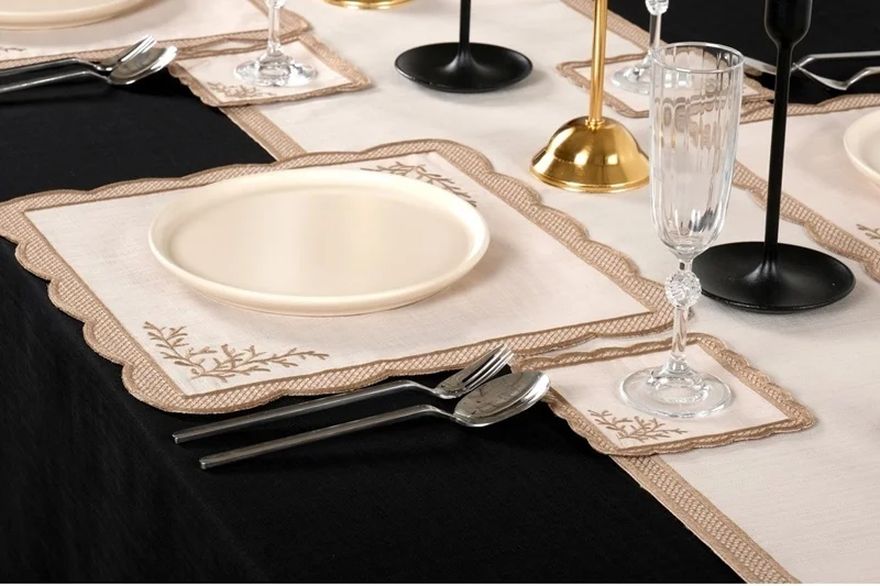 Runner Amerikan Seti Dal Nature Nakışlı Camel Kahve 13 Parça