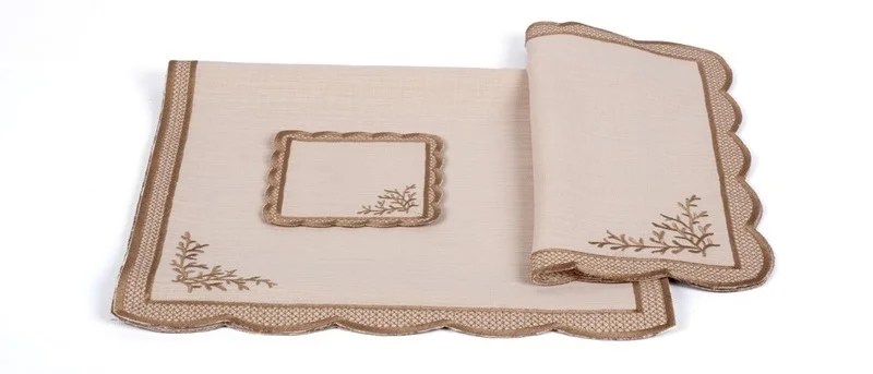 Runner Amerikan Seti Dal Nature Nakışlı Camel Kahve 13 Parça