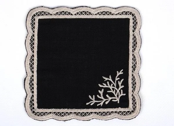 Runner Amerikan Seti Dal Nature Nakışlı Siyah 13 Parça