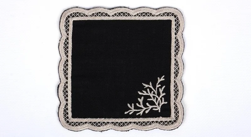 Runner Amerikan Seti Dal Nature Nakışlı Siyah 13 Parça