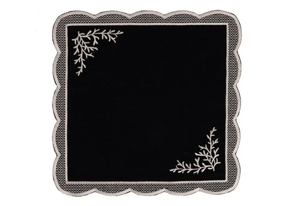 Runner Amerikan Seti Dal Nature Nakışlı Siyah 13 Parça