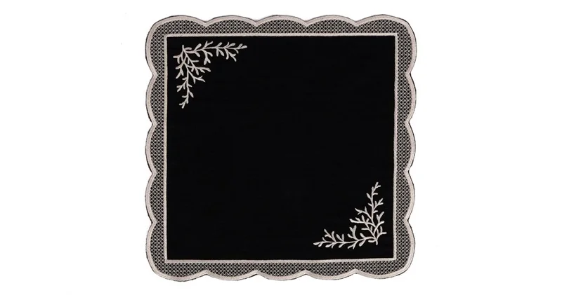 Runner Amerikan Seti Dal Nature Nakışlı Siyah 13 Parça