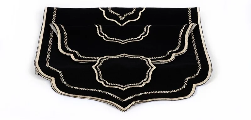 Runner Amerikan Seti Balık Sırtı Nakışlı Siyah 13 Parça Nature Serisi