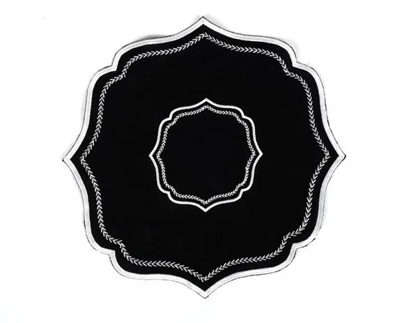 Runner Amerikan Seti Balık Sırtı Nakışlı Siyah 13 Parça Nature Serisi