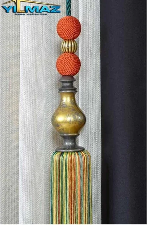 Çizgili Vazo Perde Aksesuar - Altın