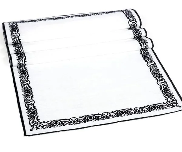 Runner Amerikan Seti Sienal Nature Nakışlı Beyaza Siyah 13 Parça