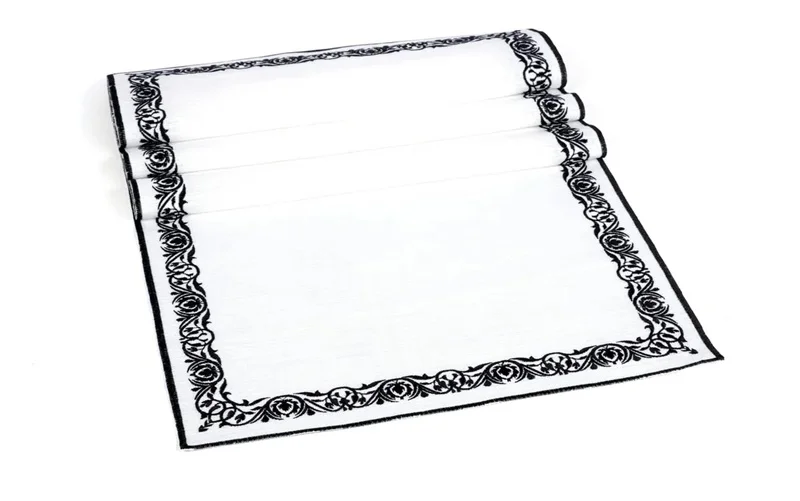 Runner Amerikan Seti Sienal Nature Nakışlı Beyaza Siyah 13 Parça