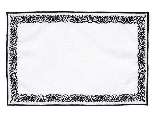 Runner Amerikan Seti Sienal Nature Nakışlı Beyaza Siyah 13 Parça