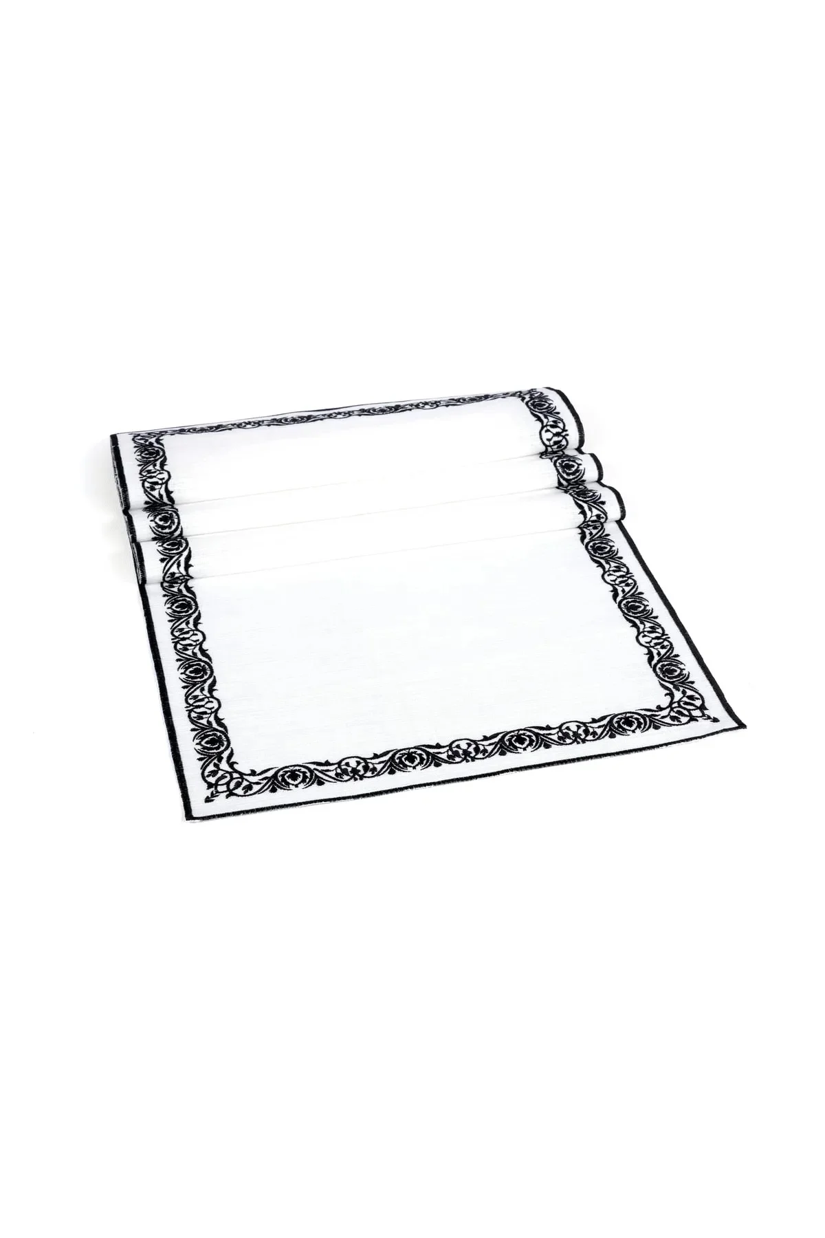 Runner Amerikan Seti Sienal Nature Nakışlı Beyaza Siyah 13 Parça